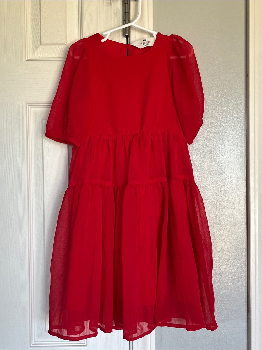 H&M Bright Red Tiered Chiffon Girls' Party Dress size 4T